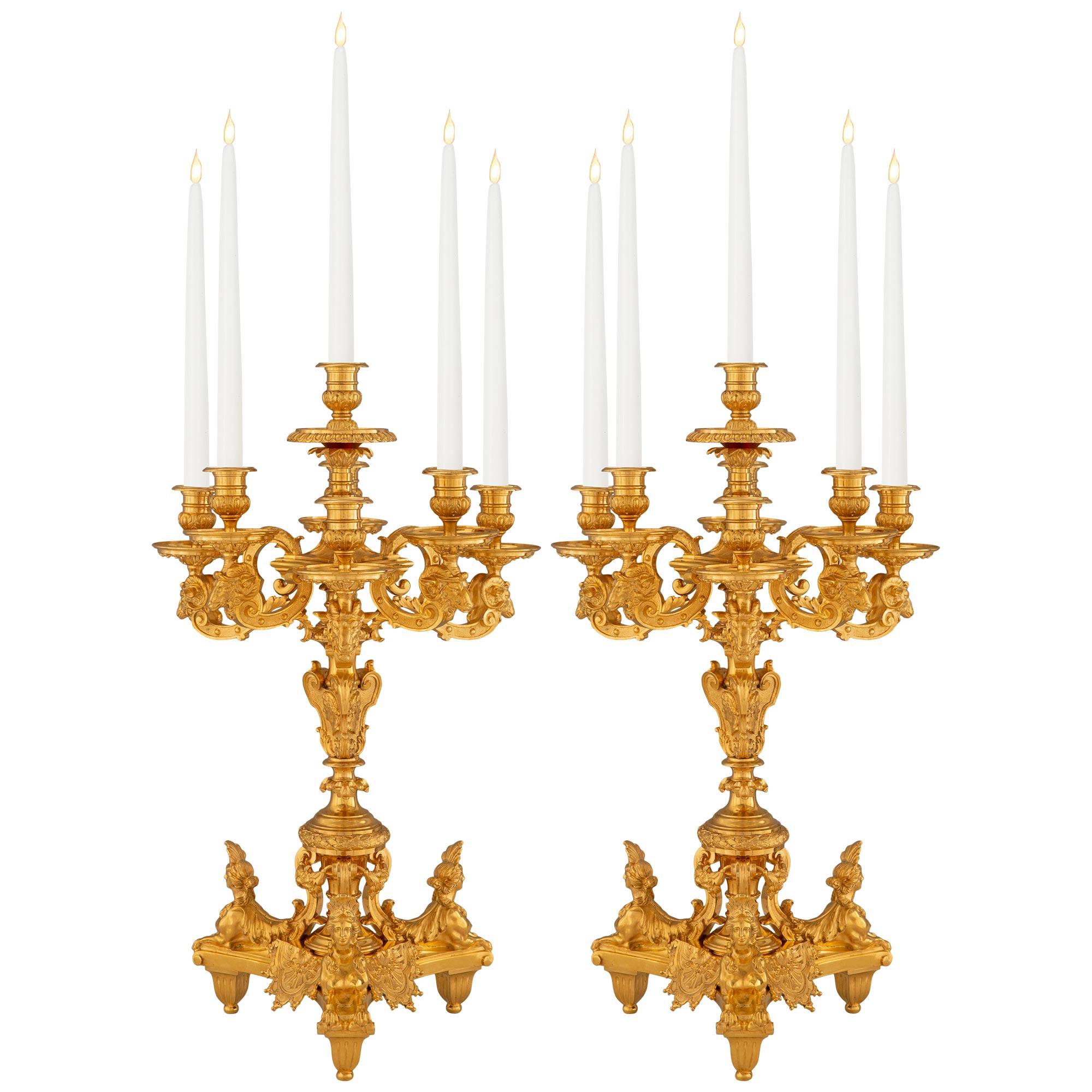 Pair of French 19th Century Louis XIV St. Ormolu Candelabras For Sale 7