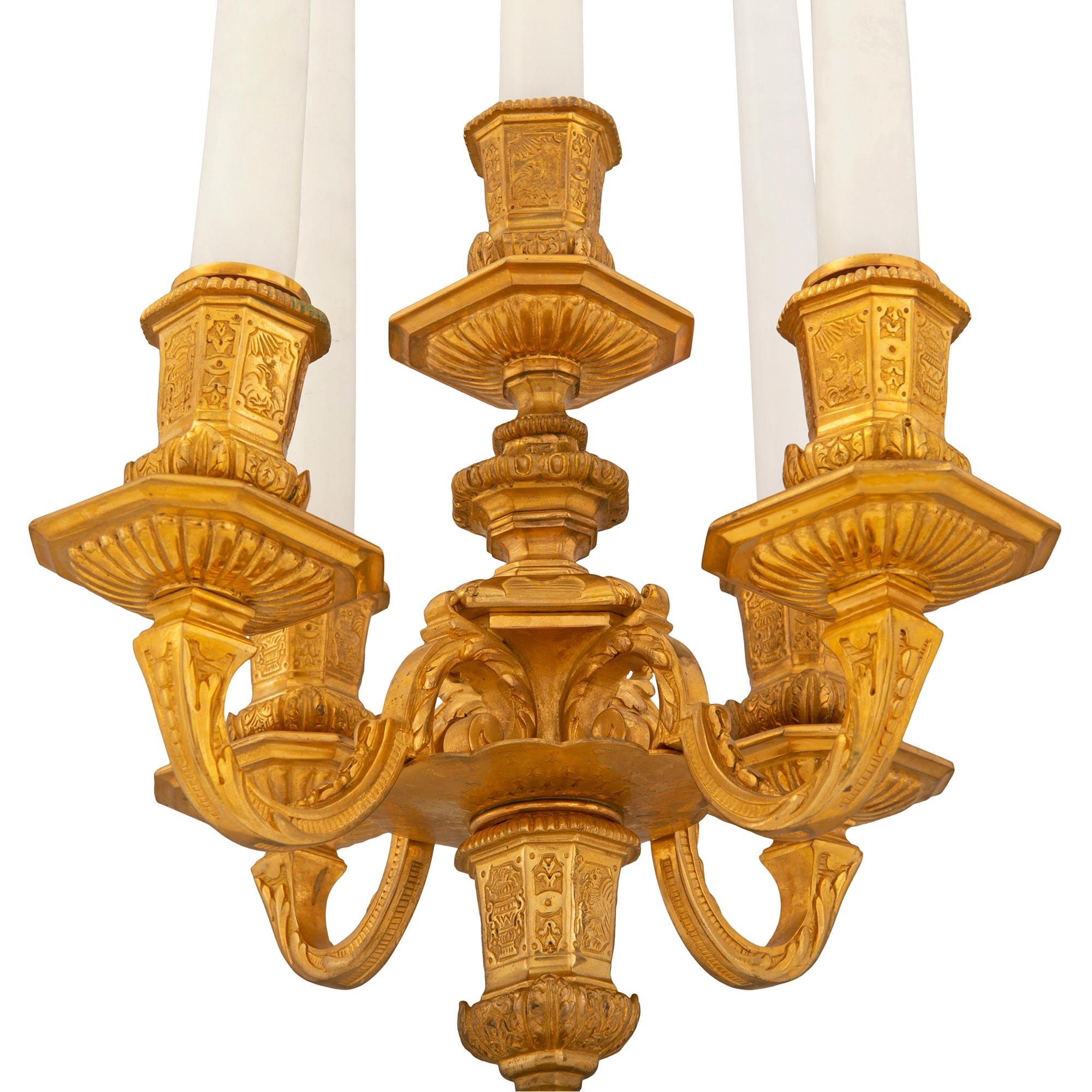 Pair of French 19th Century Louis XIV St. Ormolu Candelabras In Good Condition For Sale In West Palm Beach, FL