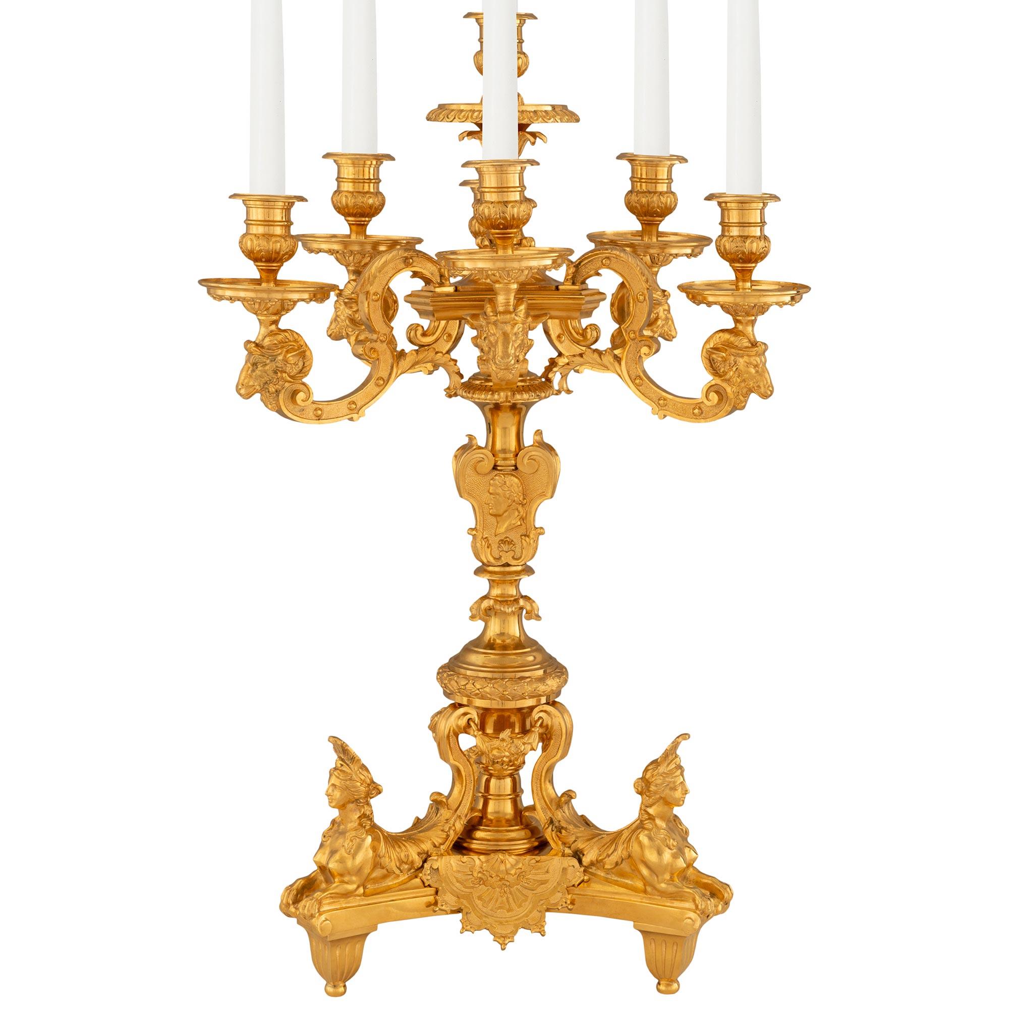 Pair of French 19th Century Louis XIV St. Ormolu Candelabras In Good Condition For Sale In West Palm Beach, FL