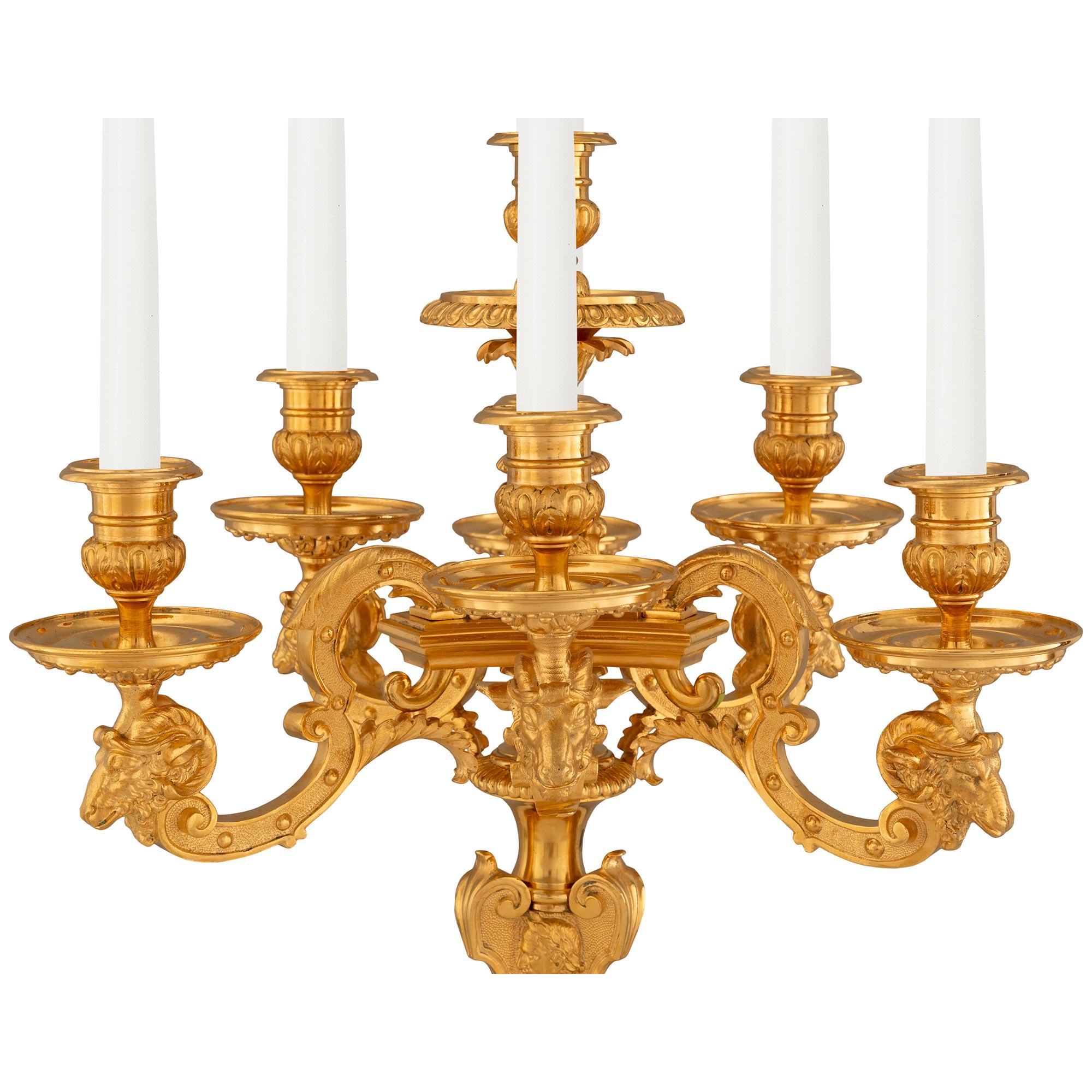 Pair of French 19th Century Louis XIV St. Ormolu Candelabras For Sale 1