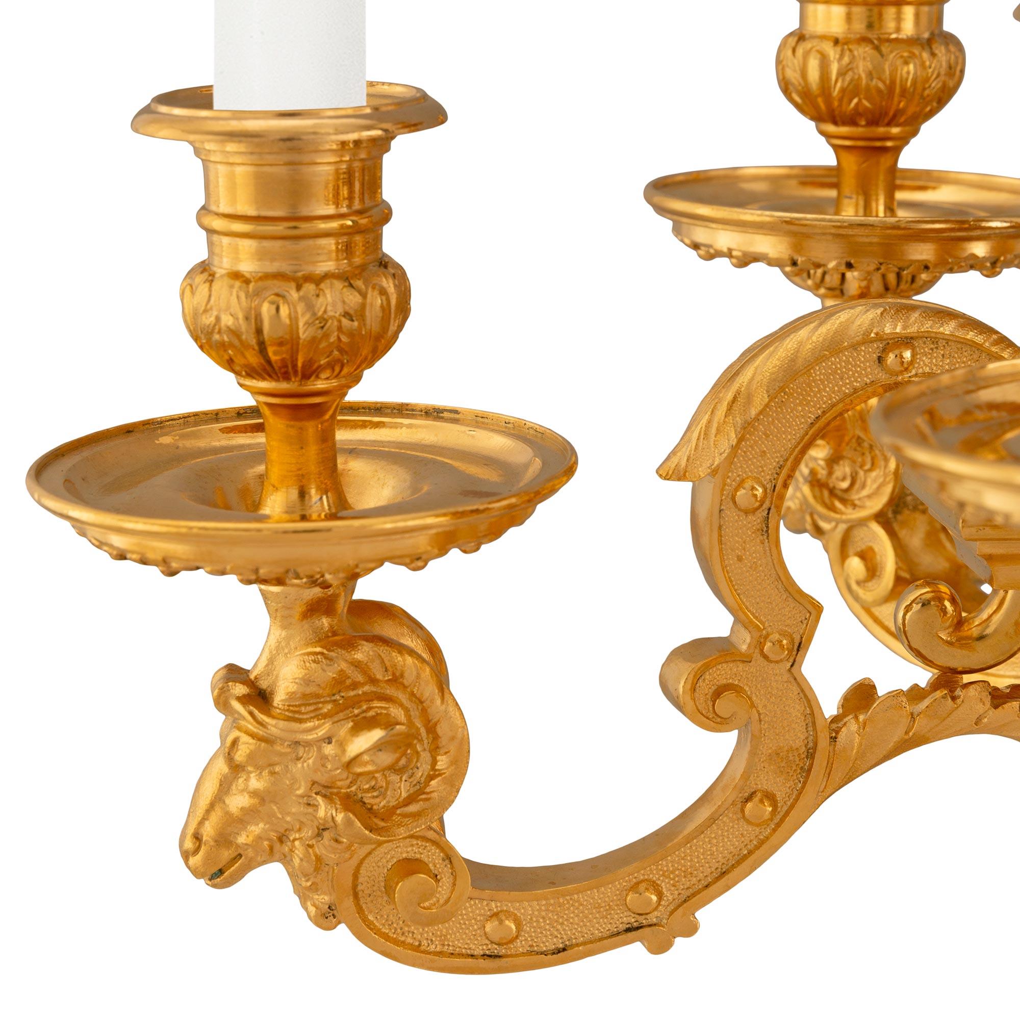 Pair of French 19th Century Louis XIV St. Ormolu Candelabras For Sale 2