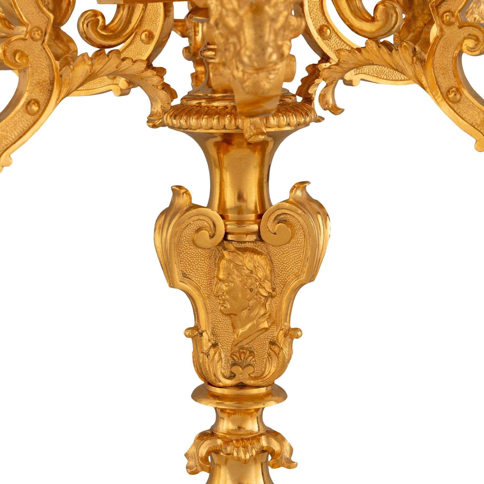 Pair of French 19th Century Louis XIV St. Ormolu Candelabras For Sale 3