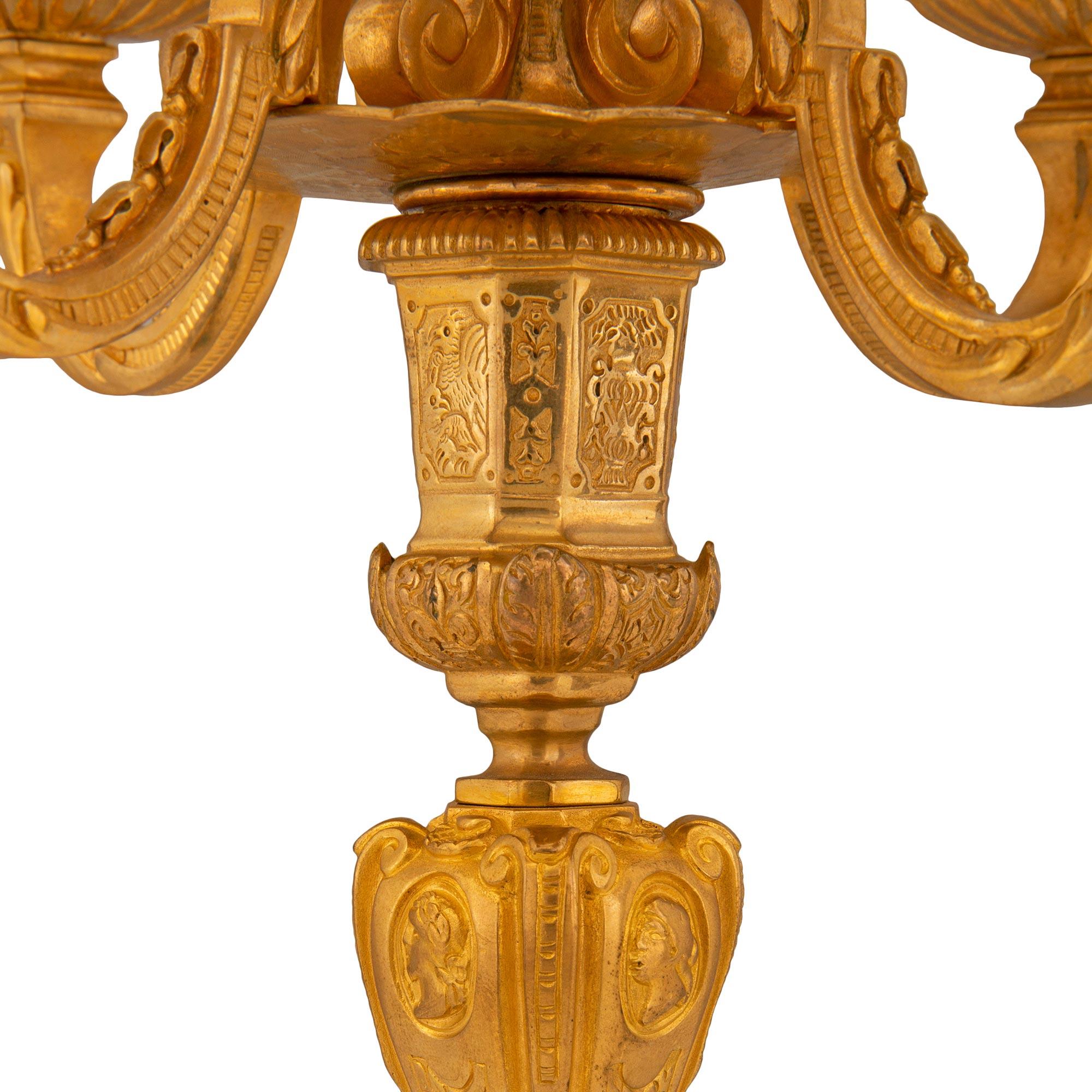 Pair of French 19th Century Louis XIV St. Ormolu Candelabras For Sale 4