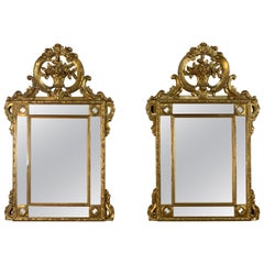 Pair of French 19th Century Louis XIV Style Giltwood Mirrors Antique Pair of French 19th Century Louis XIV Style Giltwood Mirrors