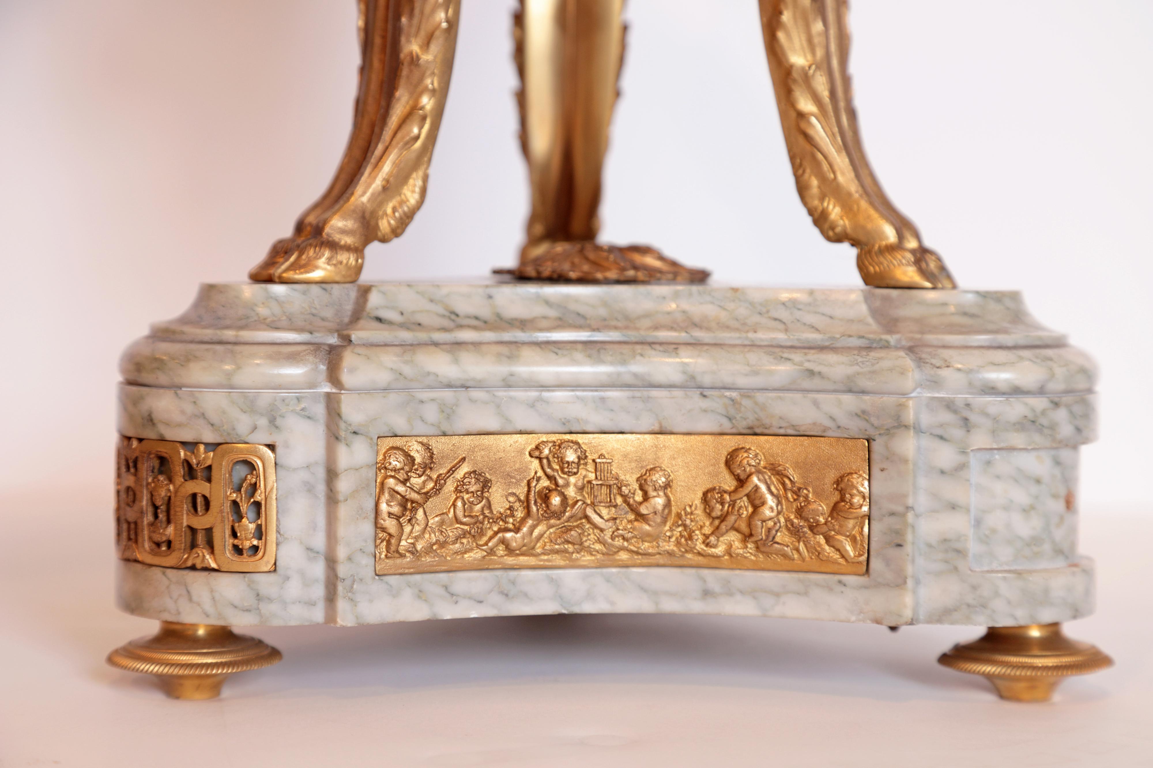 Pair of French 19th Century Louis XV Gilt Bronze and Marble Lidded Urns 2