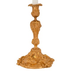 Pair of French 19th Century Louis XV St. Belle Époque Period Candlestick Lamps