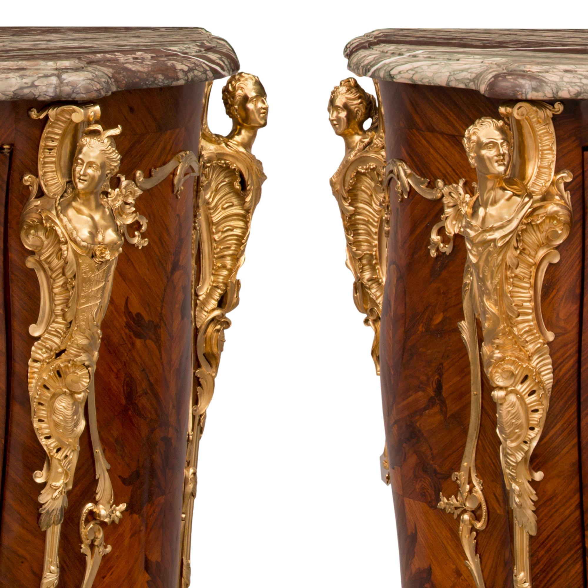 Pair of French 19th Century Louis XV St. Cabinets Attributed to Joseph Zwiener 9