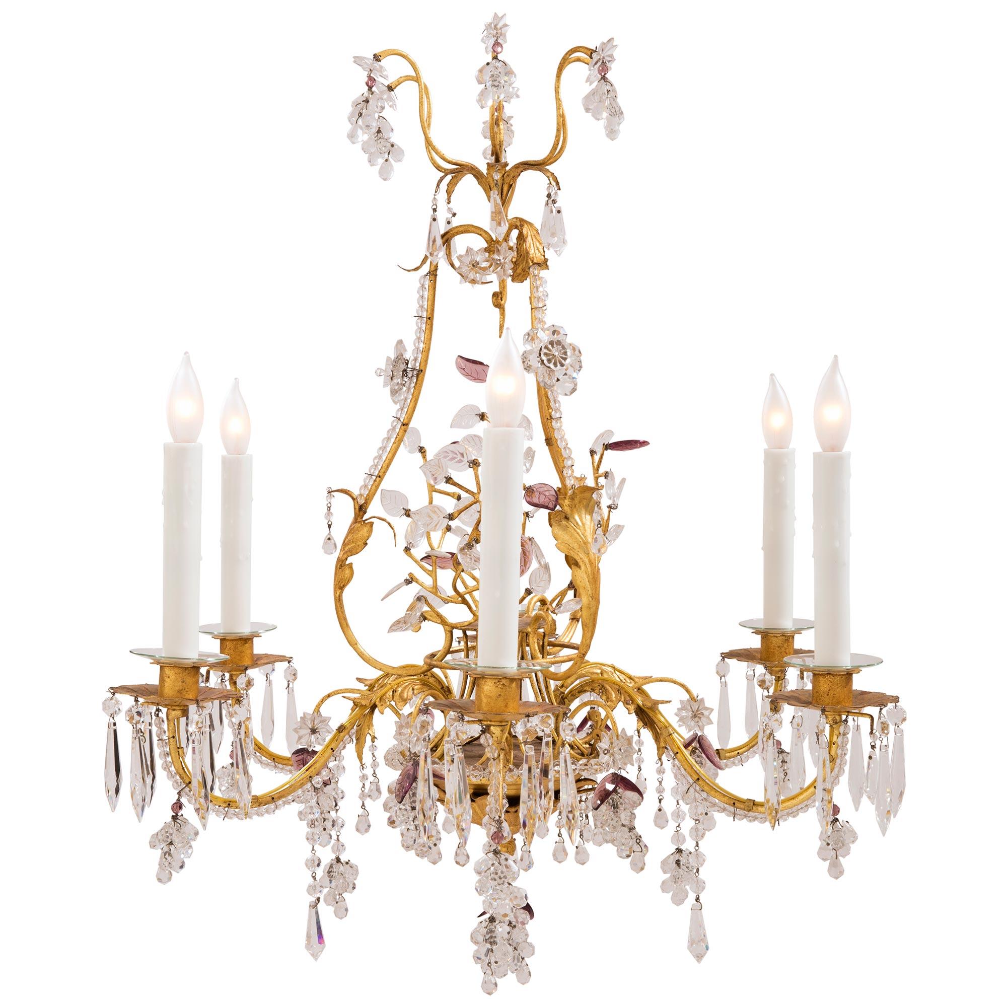 Gilt Pair of French 19th Century Louis XV St. Chandeliers Attributed to Maison Baguès For Sale