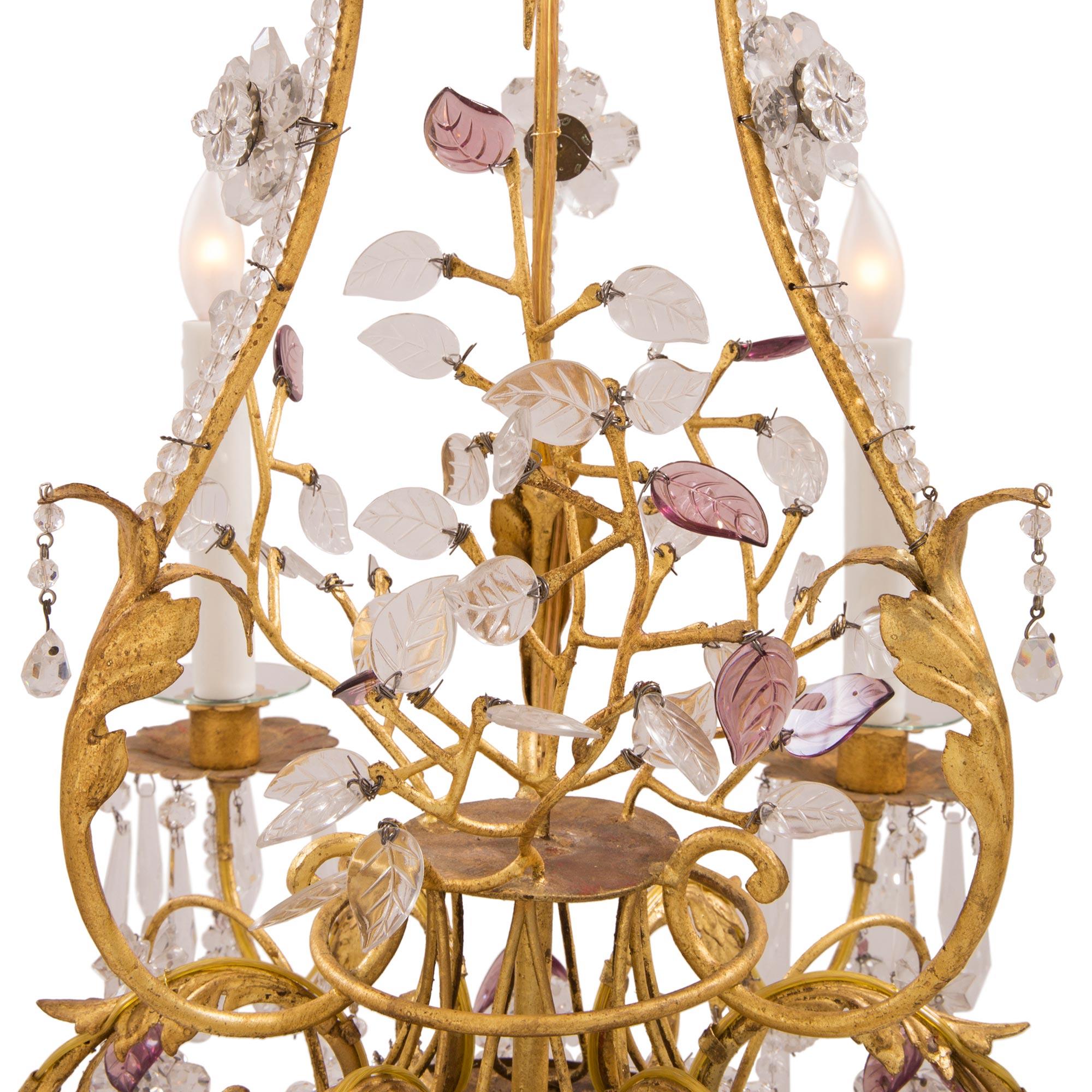 Metal Pair of French 19th Century Louis XV St. Chandeliers Attributed to Maison Baguès For Sale