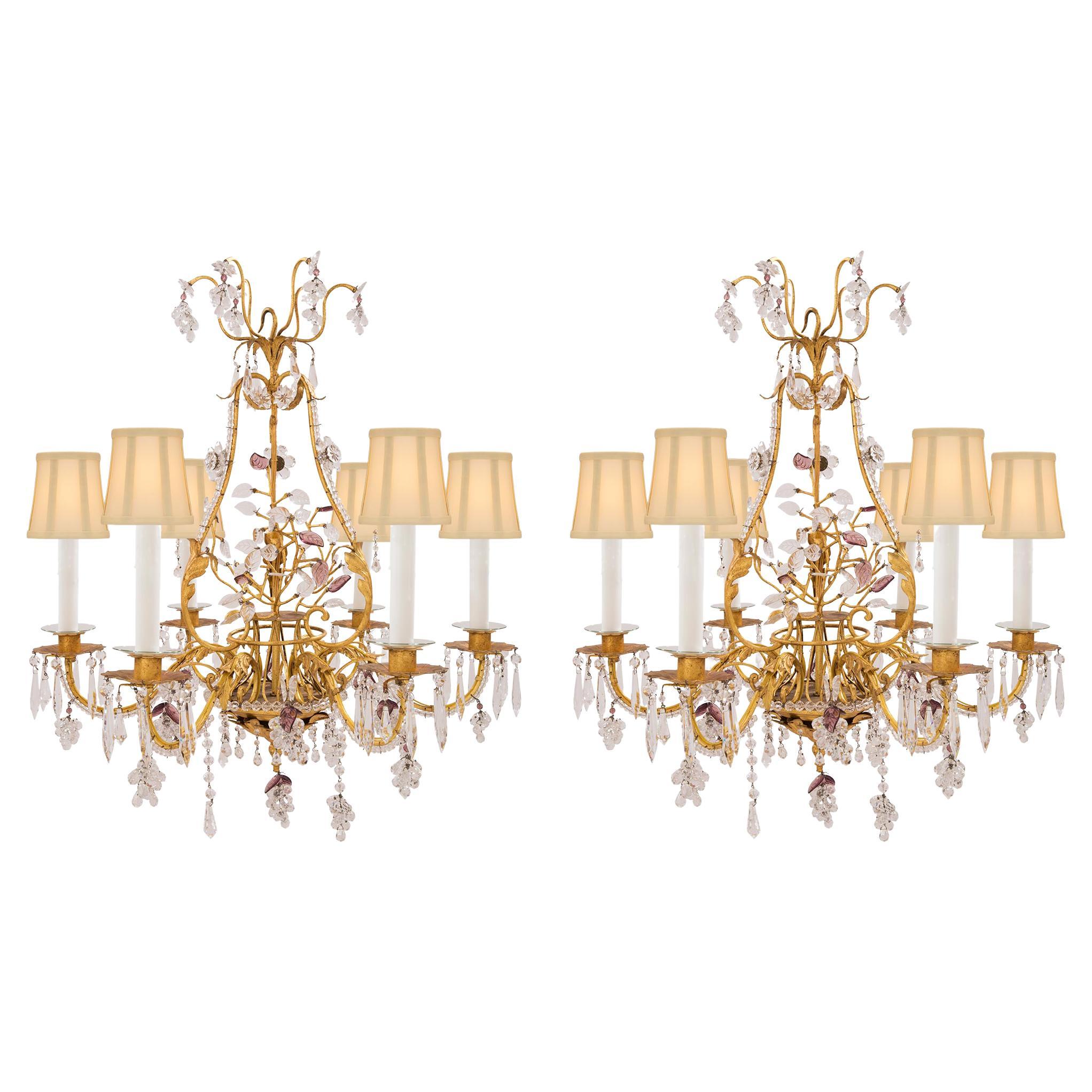 Pair of French 19th Century Louis XV St. Chandeliers Attributed to Maison Baguès