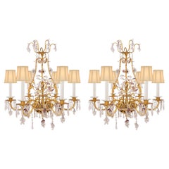 Pair of French 19th Century Louis XV St. Chandeliers Attributed to Maison Baguès