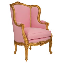 Pair of French 19th Century Louis XV St. Giltwood Armchairs