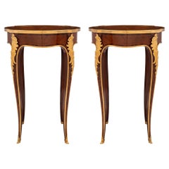 Pair of French 19th Century Louis XV St. Kingwood and Ormolu Side Tables