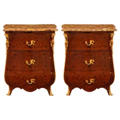 Pair of French 19th century Louis XV st. Kingwood and Tulipwood Chests