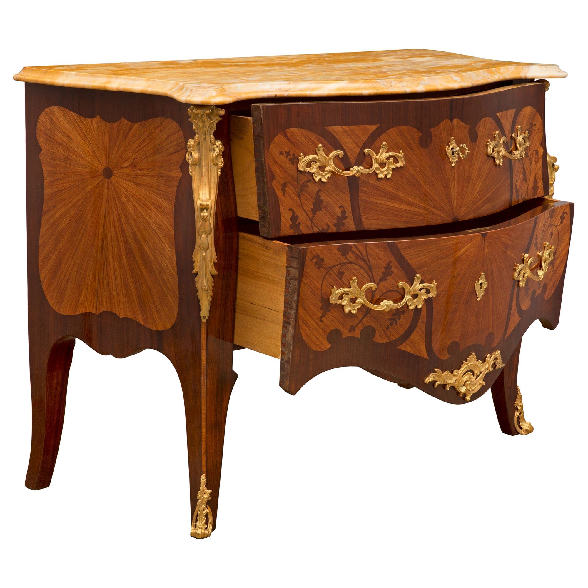 Pair of French 19th Century Louis XV St. Kingwood and Tulipwood Commodes In Good Condition In West Palm Beach, FL