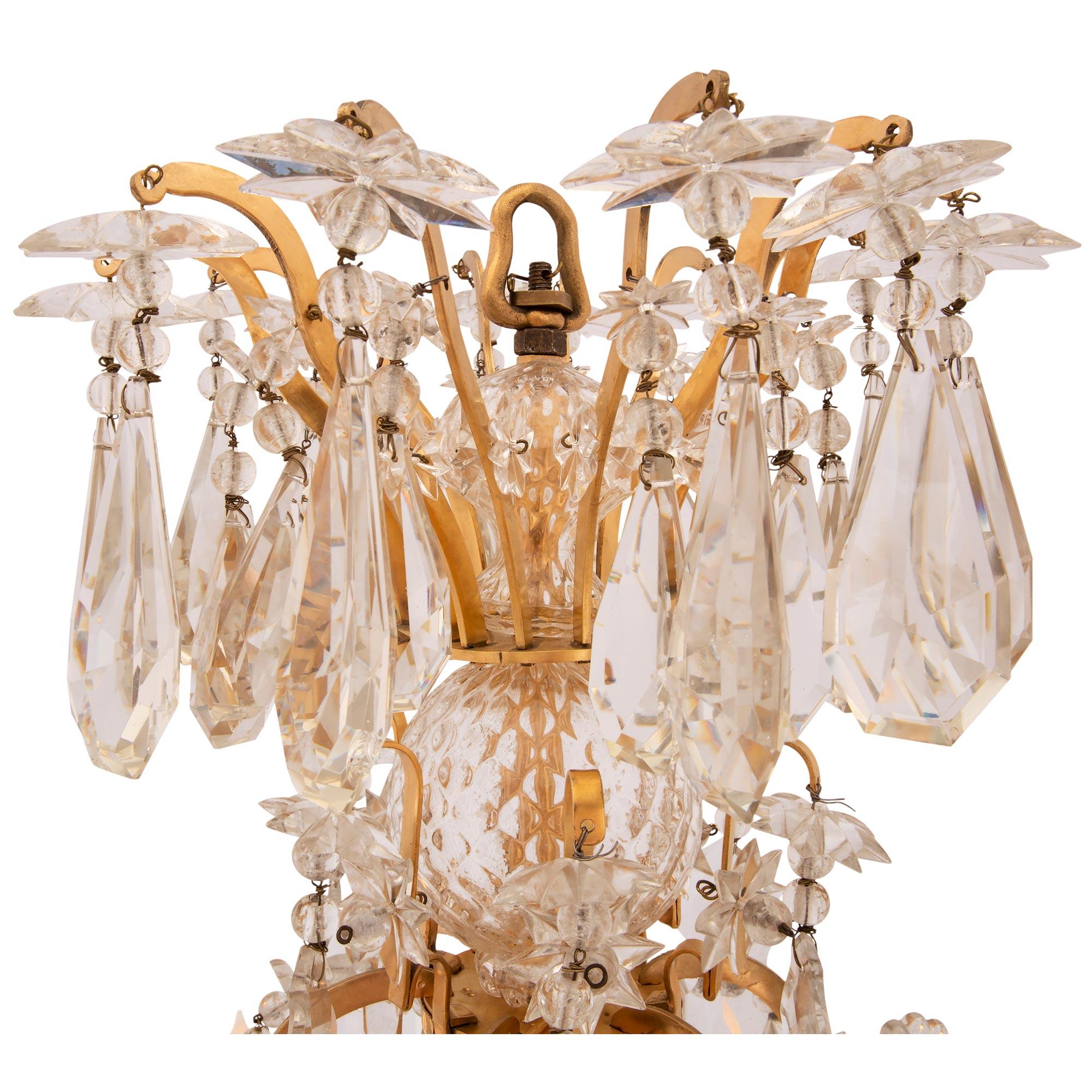 Pair of French 19th Century Louis XV St. Ormolu and Baccarat Crystal Chandelier In Good Condition For Sale In West Palm Beach, FL