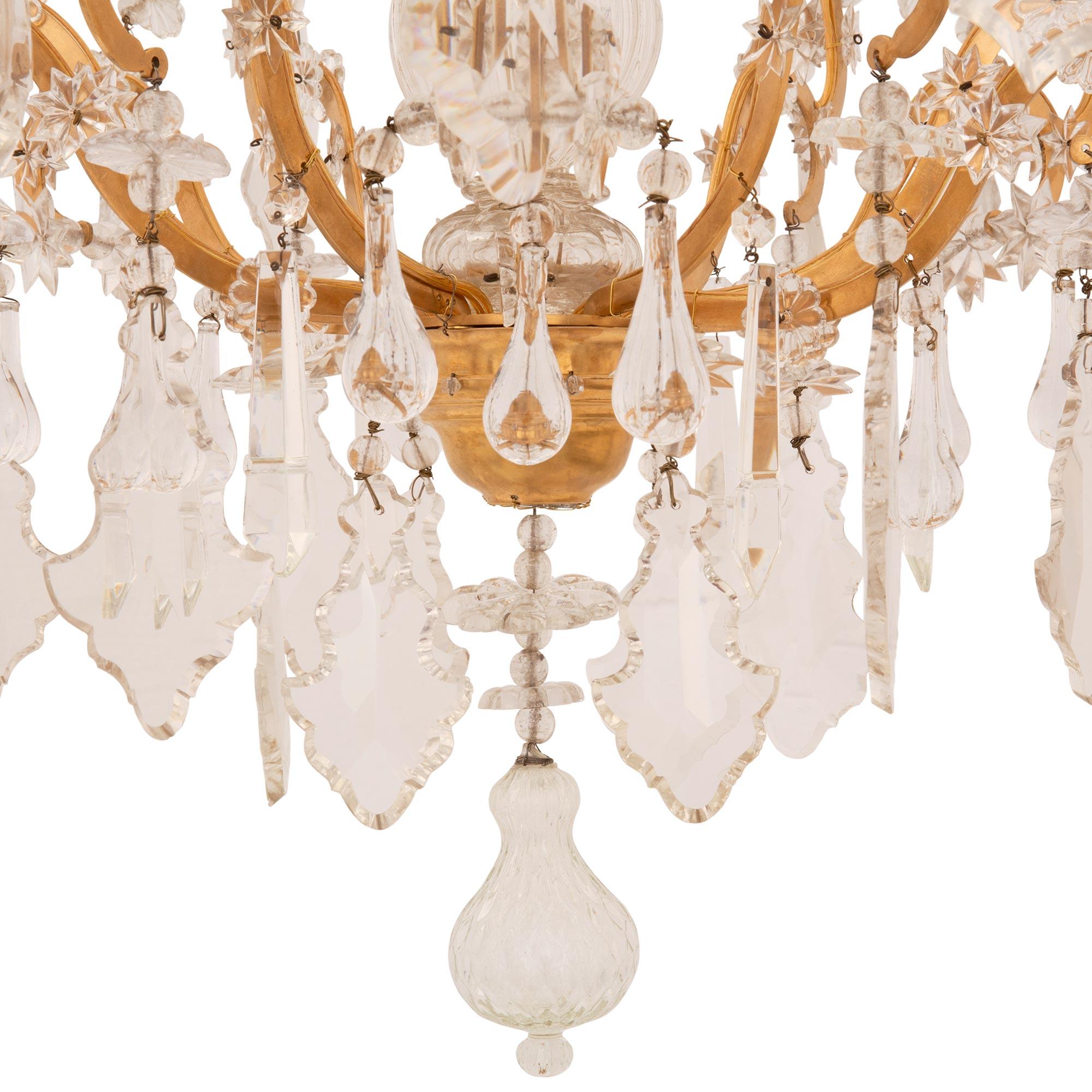 Pair of French 19th Century Louis XV St. Ormolu and Baccarat Crystal Chandelier For Sale 5