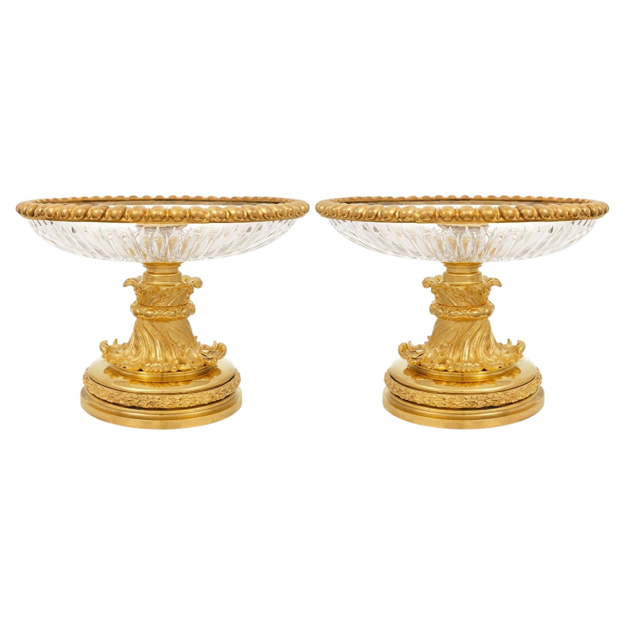 Pair of French 19th century Louis XV st. Ormolu & Baccarat Crystal Centerpeice