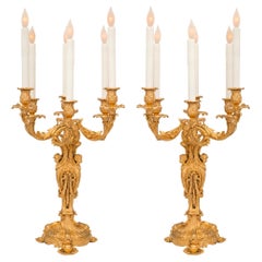 Paar französische Ormolu-Kandelaber, Louis XV.-Stil, 19. Jahrhundert