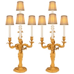 Pair Of French 19th Century Louis XV St. Ormolu Candelabras Signed E. Lelivevre