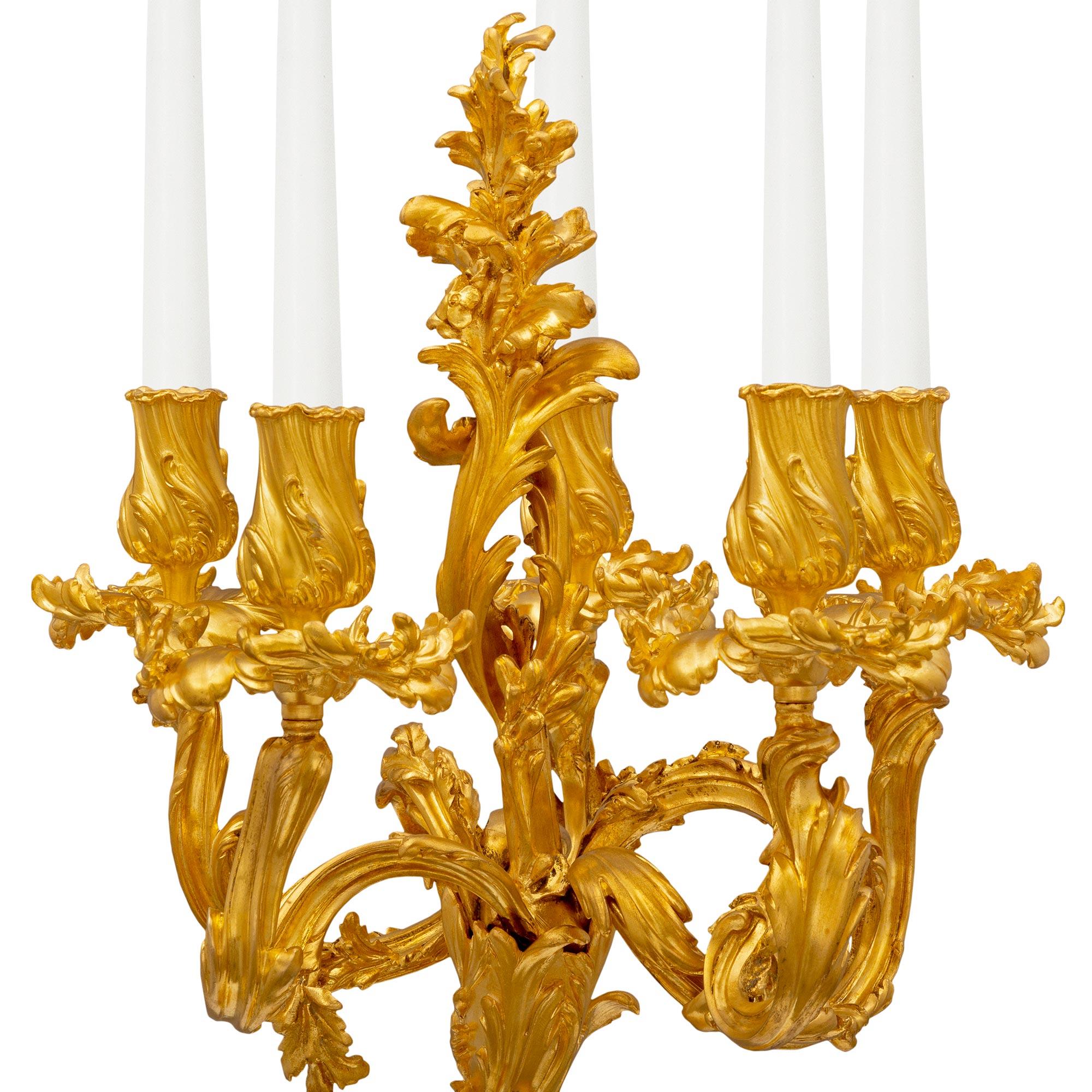 Pair of French 19th Century Louis XV St. Ormolu Candelabras, Signed Germain In Good Condition For Sale In West Palm Beach, FL