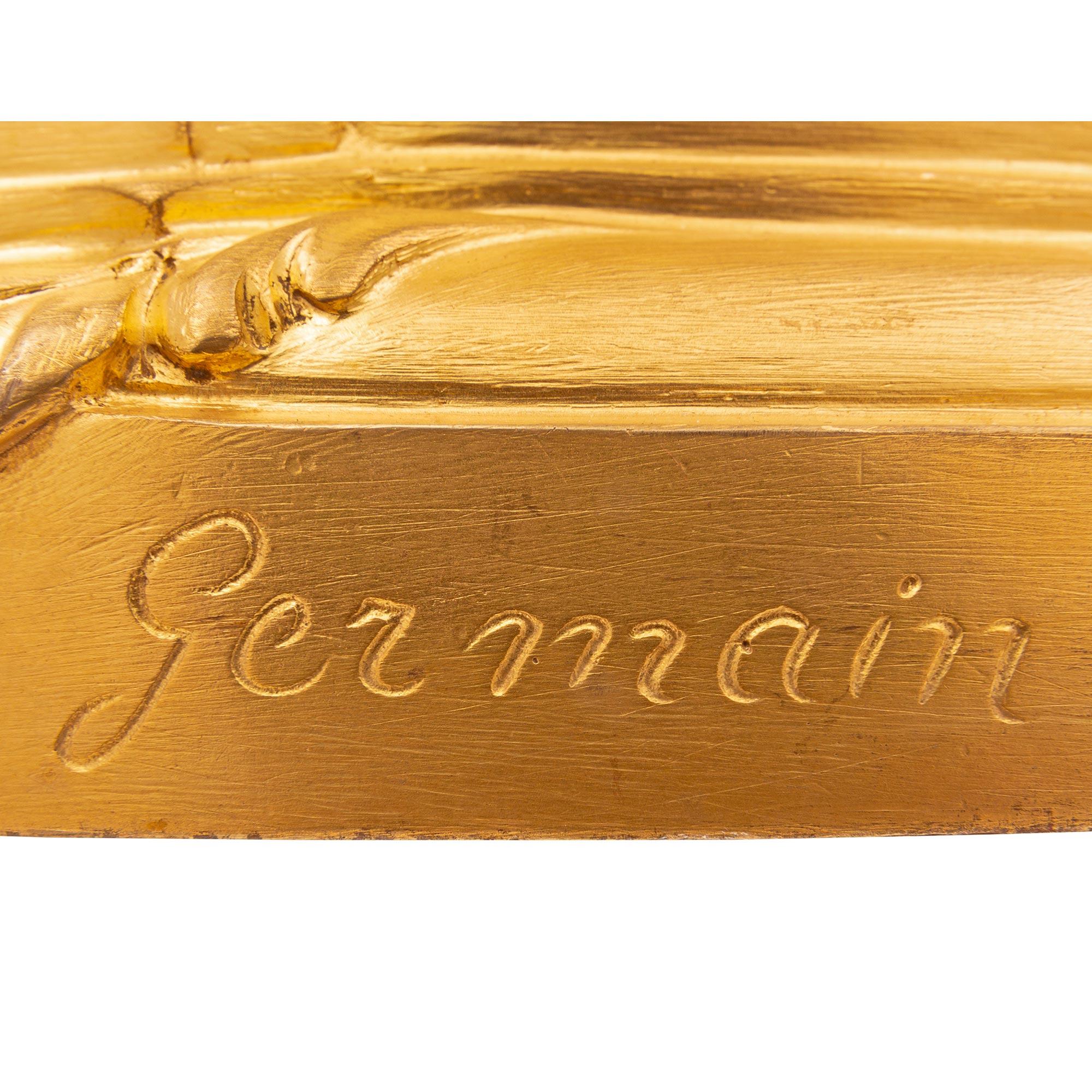 Paar französische Goldbronze-Kandelaber im Stil Louis XV. des 19. Jahrhunderts, signiert Germain im Angebot 5