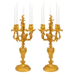 Pair of French 19th Century Louis XV St. Ormolu Candelabras, Signed Germain