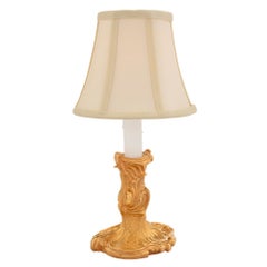 Pair of French 19th Century Louis XV St. Ormolu Candlesticks Mounted into Lamps