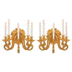 Antique Pair of French 19th Century Louis XV St. Ormolu Sconces