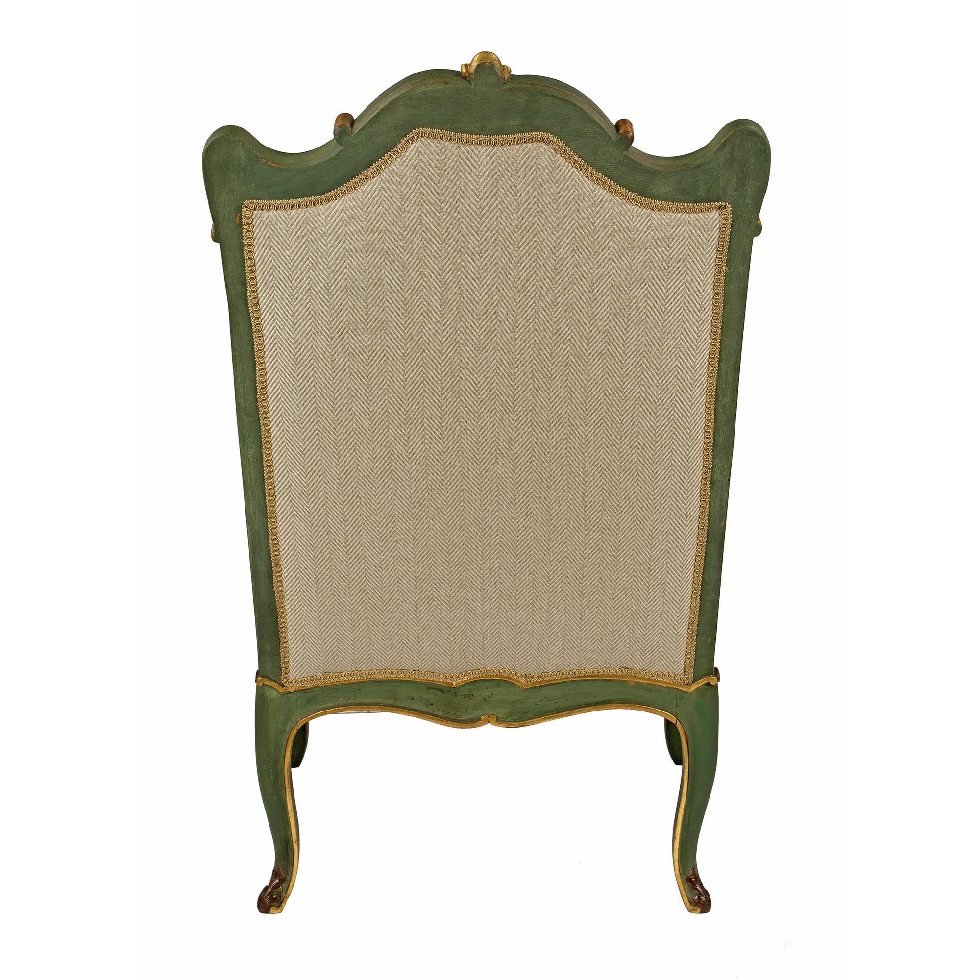 19th Century pair of French 19th century Louis XV st. patinated and Giltwood armchairs For Sale