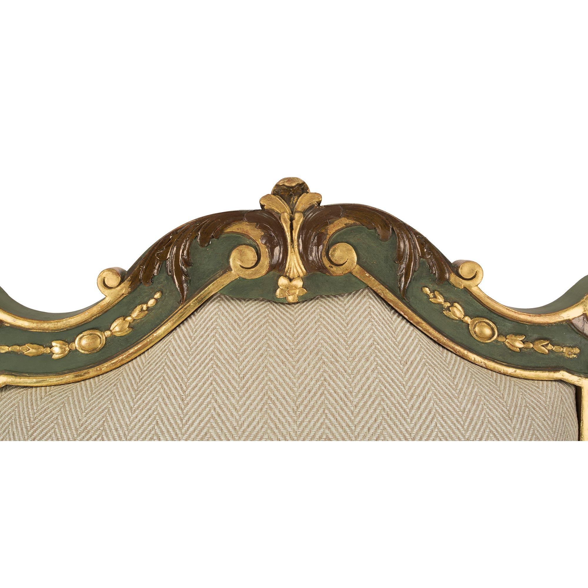 Wood pair of French 19th century Louis XV st. patinated and Giltwood armchairs For Sale
