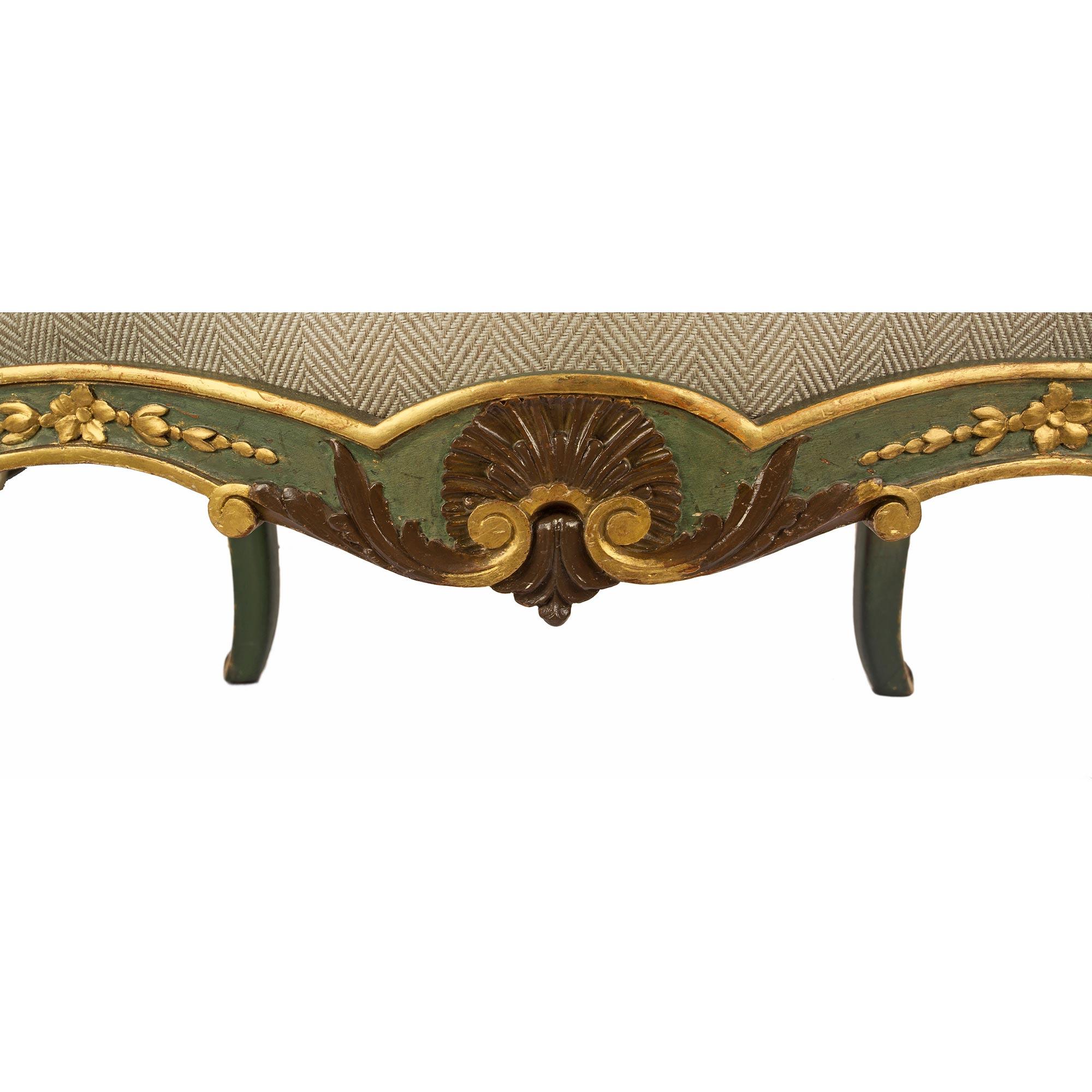 pair of French 19th century Louis XV st. patinated and Giltwood armchairs For Sale 2