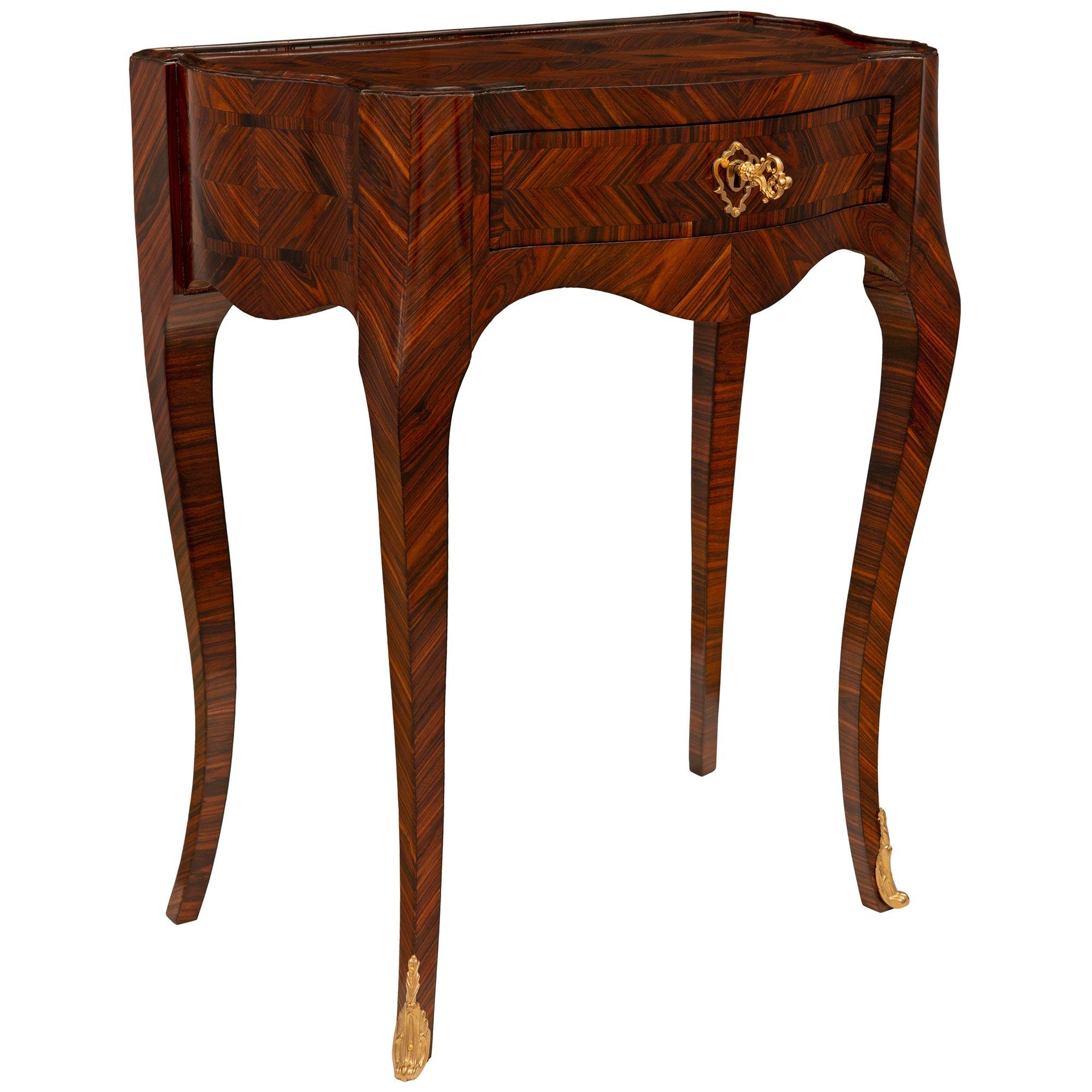 Louis XV Pair Of Italian 19th Century Genovese St. Rosewood And Ormolu Side Tables For Sale