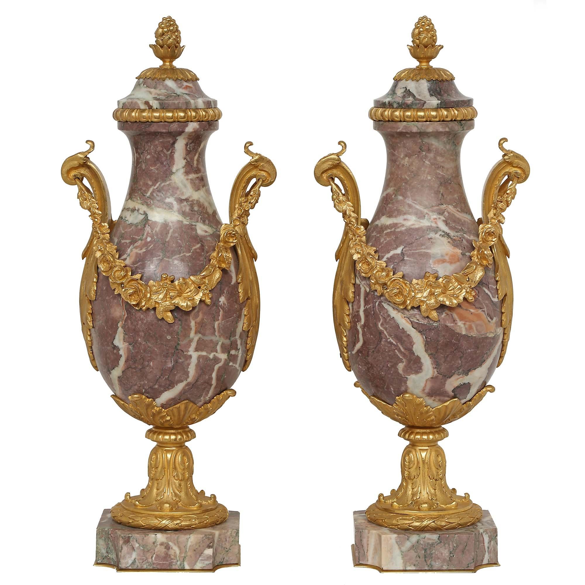 Pair Of French 19th Century Louis XV St. Rouge Royale Cassolettes For Sale