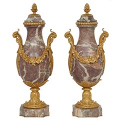 Pair Of French 19th Century Louis XV St. Rouge Royale Cassolettes
