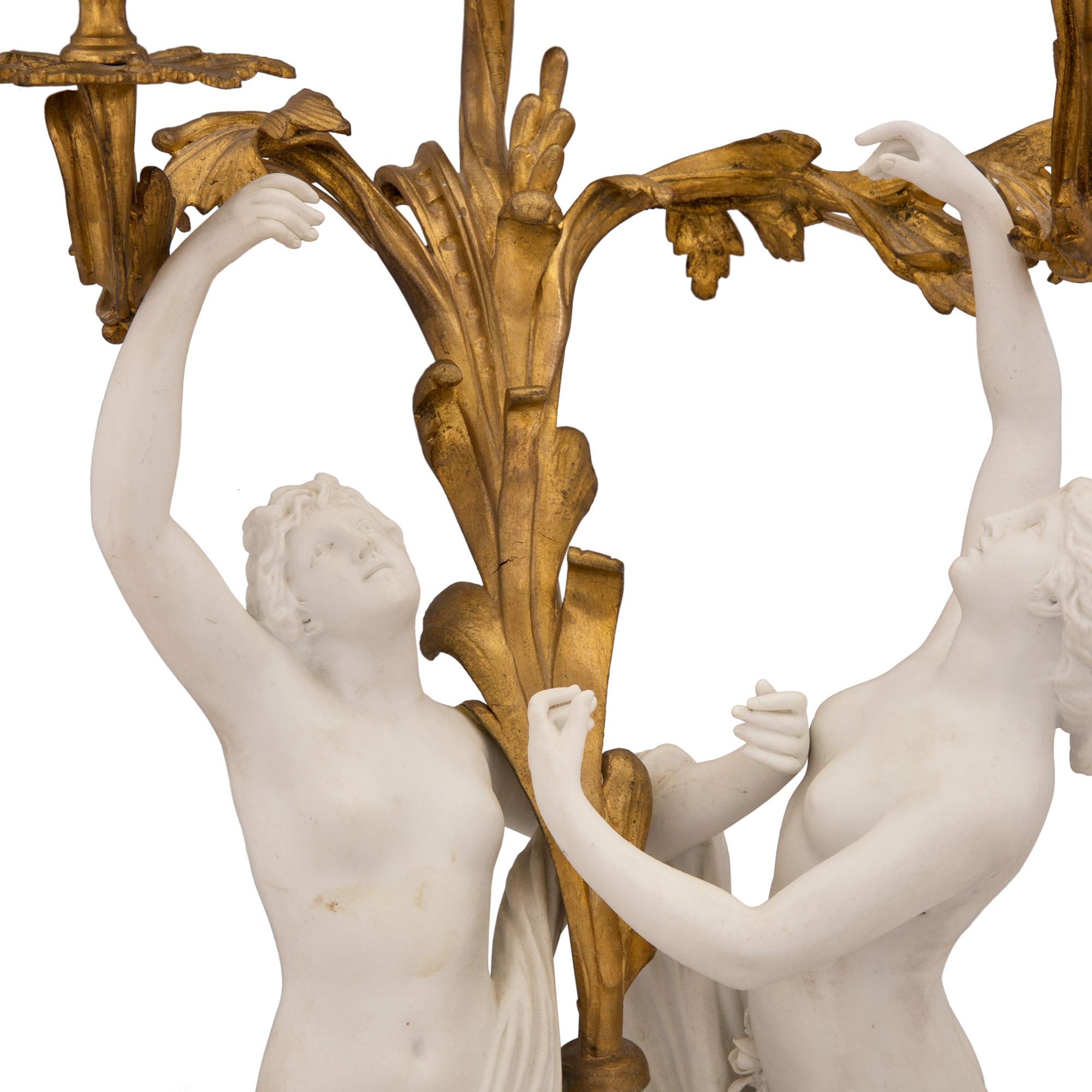 Pair of French 19th Century Louis XV Style Candelabra Lamps, Signed Sèvres For Sale 2