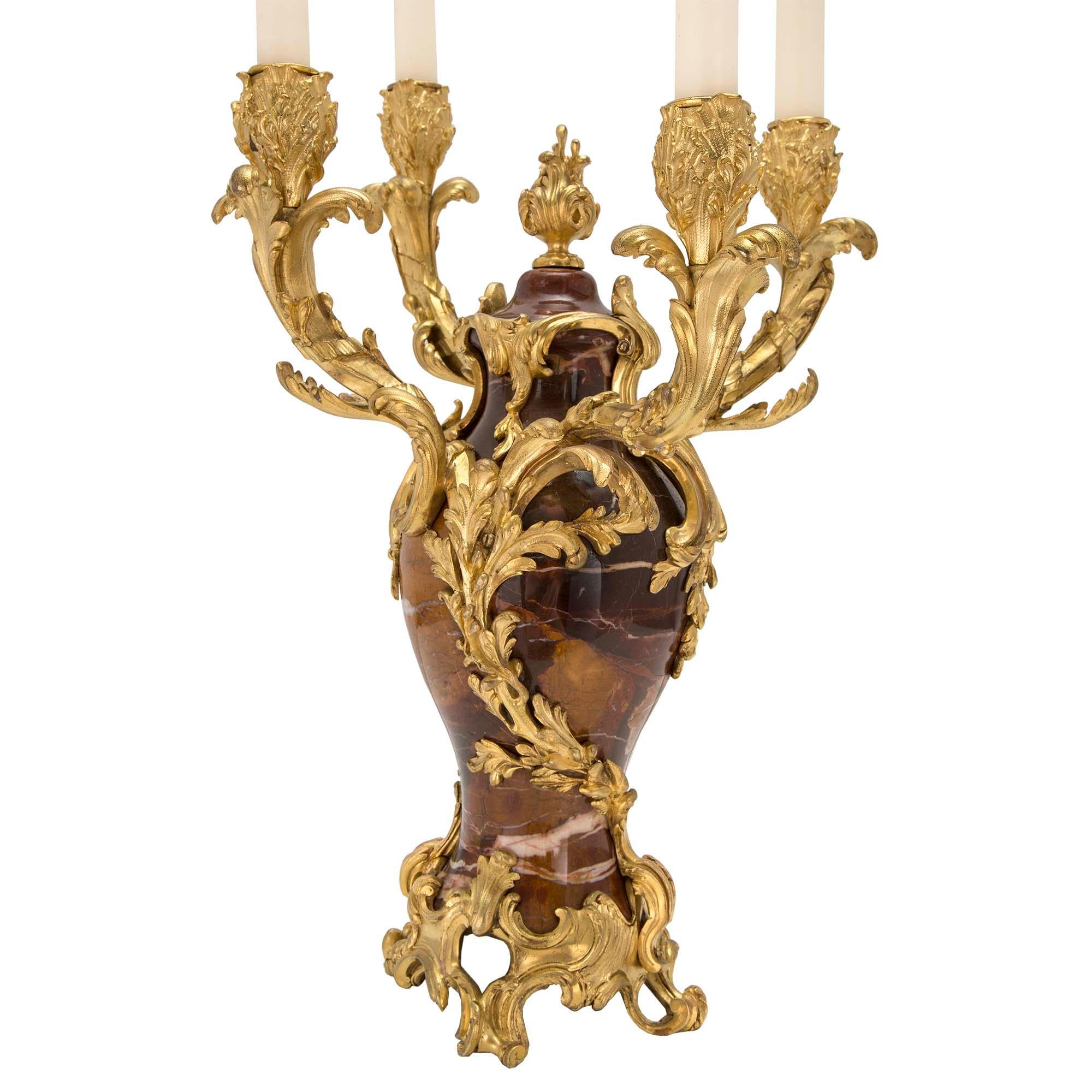 Pair of French 19th Century Louis XV Style Candelabras, Signed F. Linke In Good Condition For Sale In West Palm Beach, FL