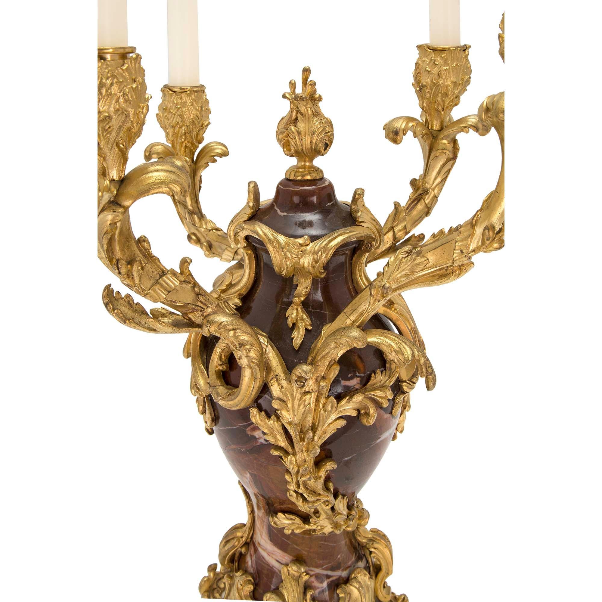 Ormolu Pair of French 19th Century Louis XV Style Candelabras, Signed F. Linke For Sale