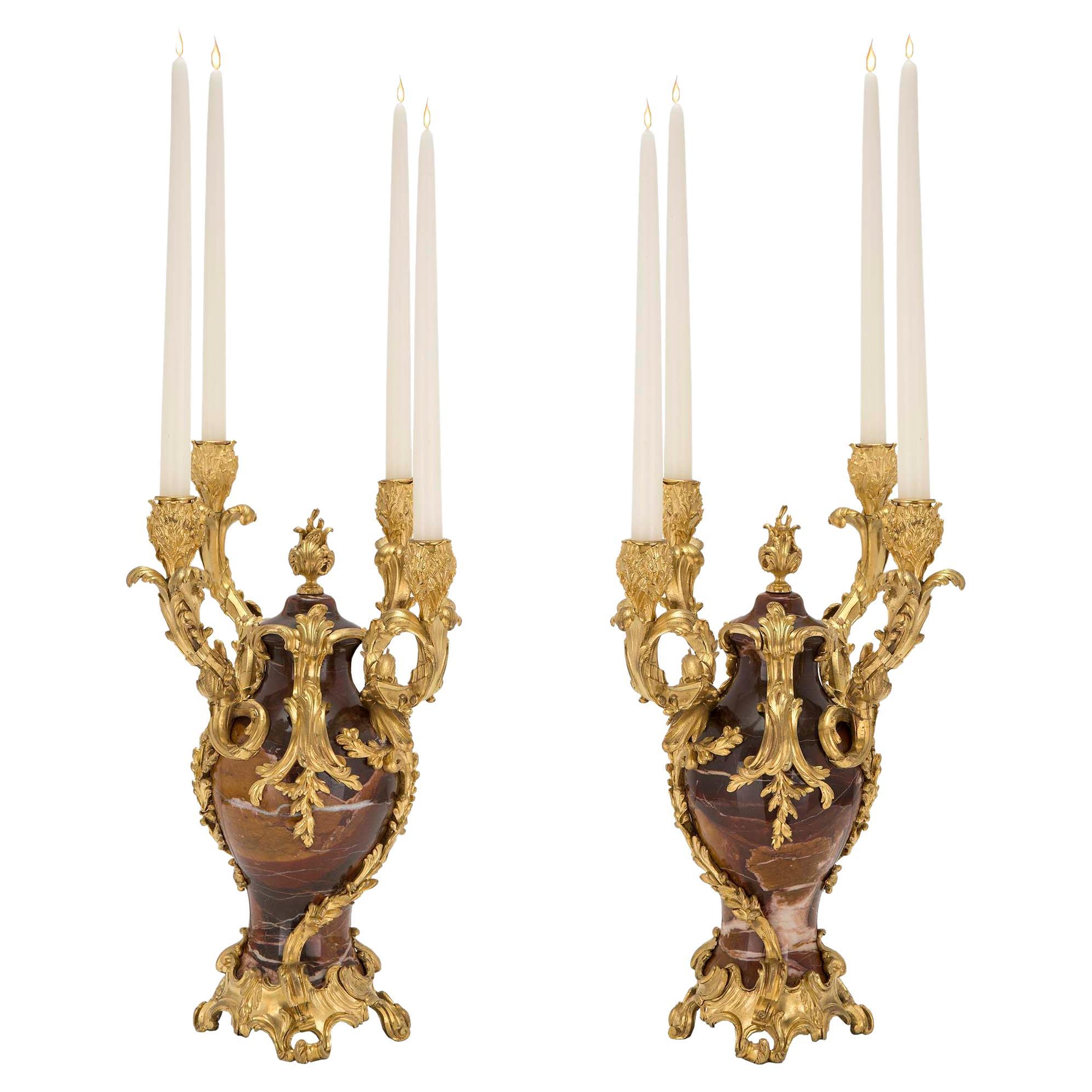 Pair of French 19th Century Louis XV Style Candelabras, Signed F. Linke For Sale