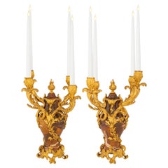 Pair of French 19th Century Louis XV Style Candelabras, Signed F. Linke