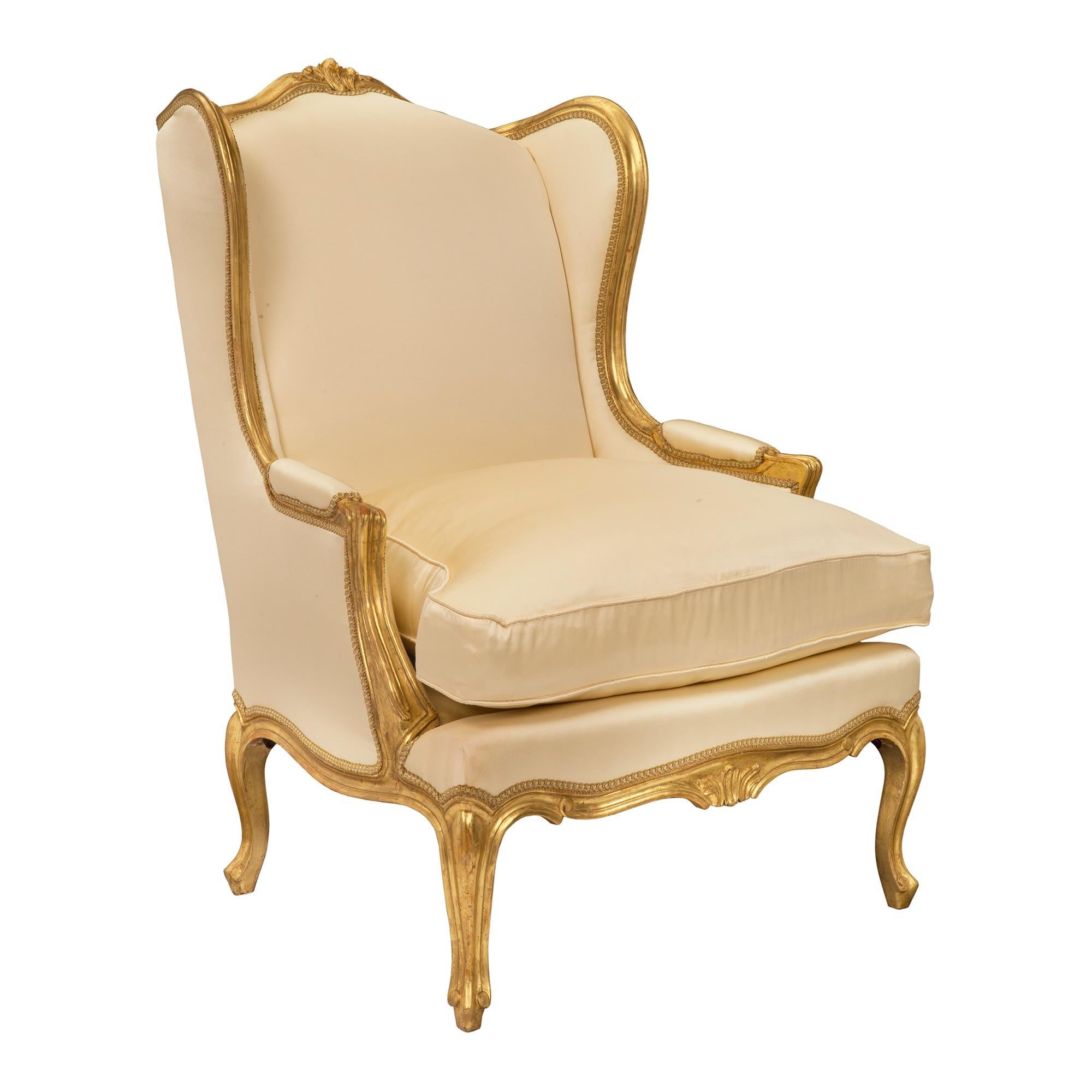A most elegant pair of French 19th century Louis XV st. giltwood 