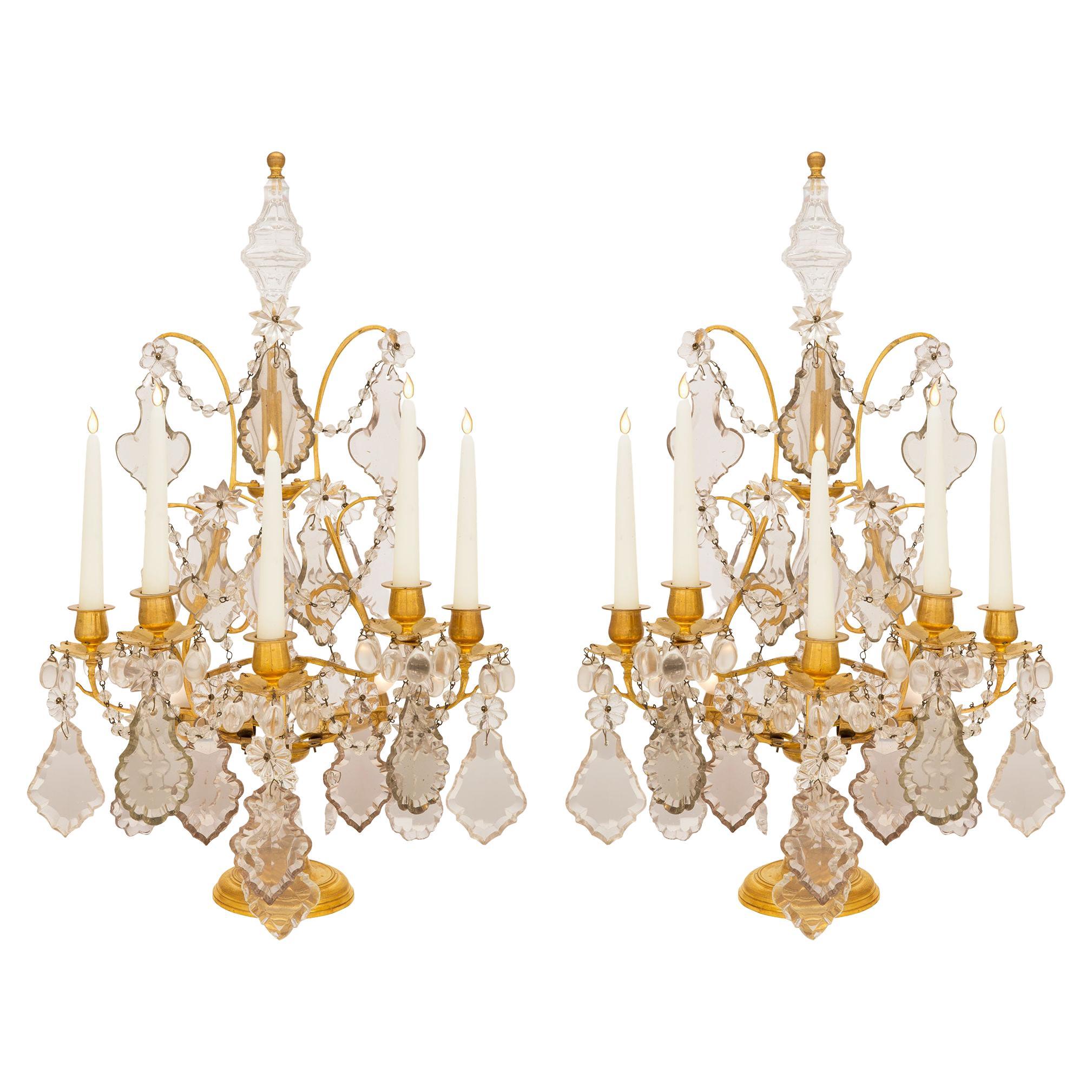 Pair of French 19th Century Louis XV Style Girandole Lamps For Sale
