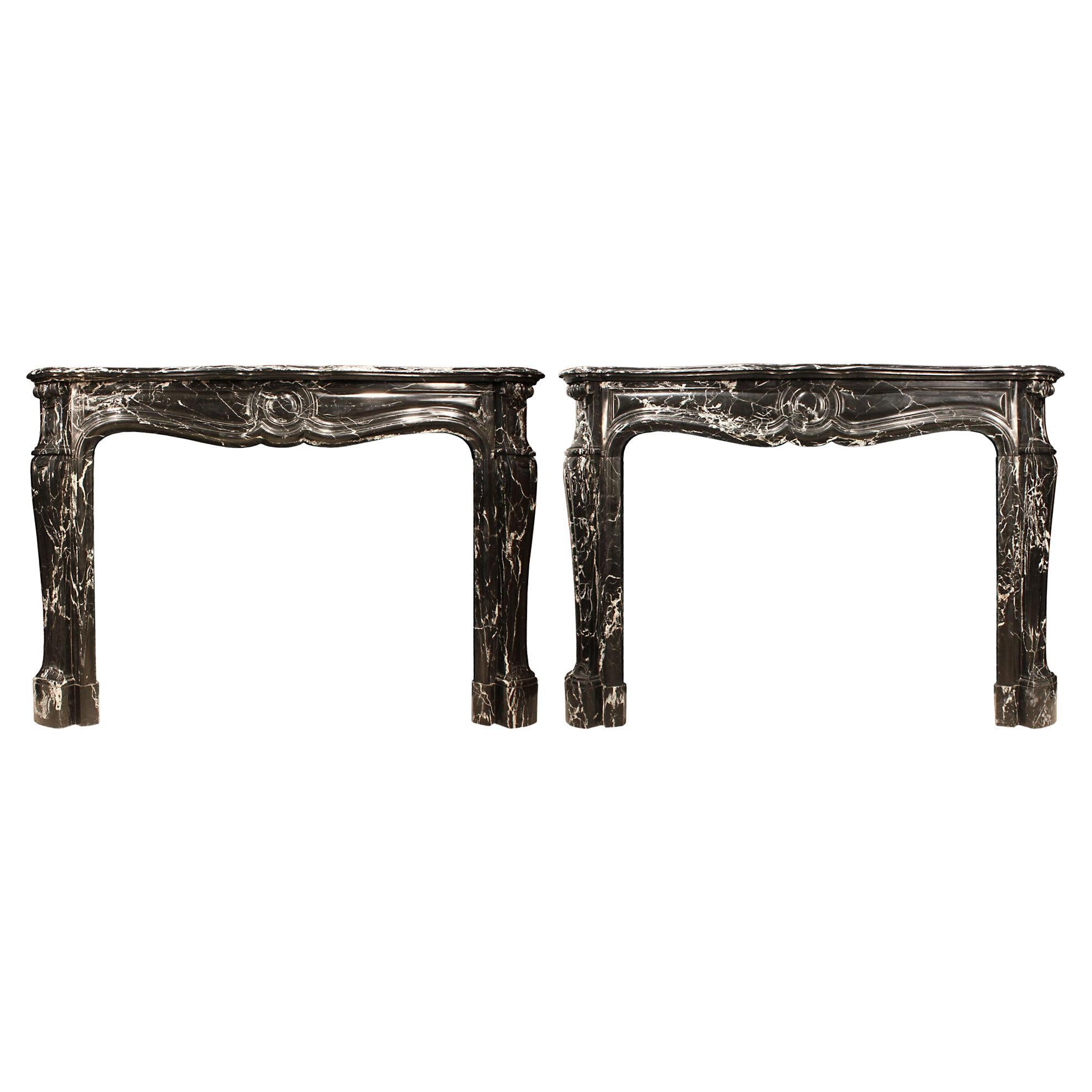 Pair of French 19th Century Louis XV Style Grand Antique Marble Mantels For Sale