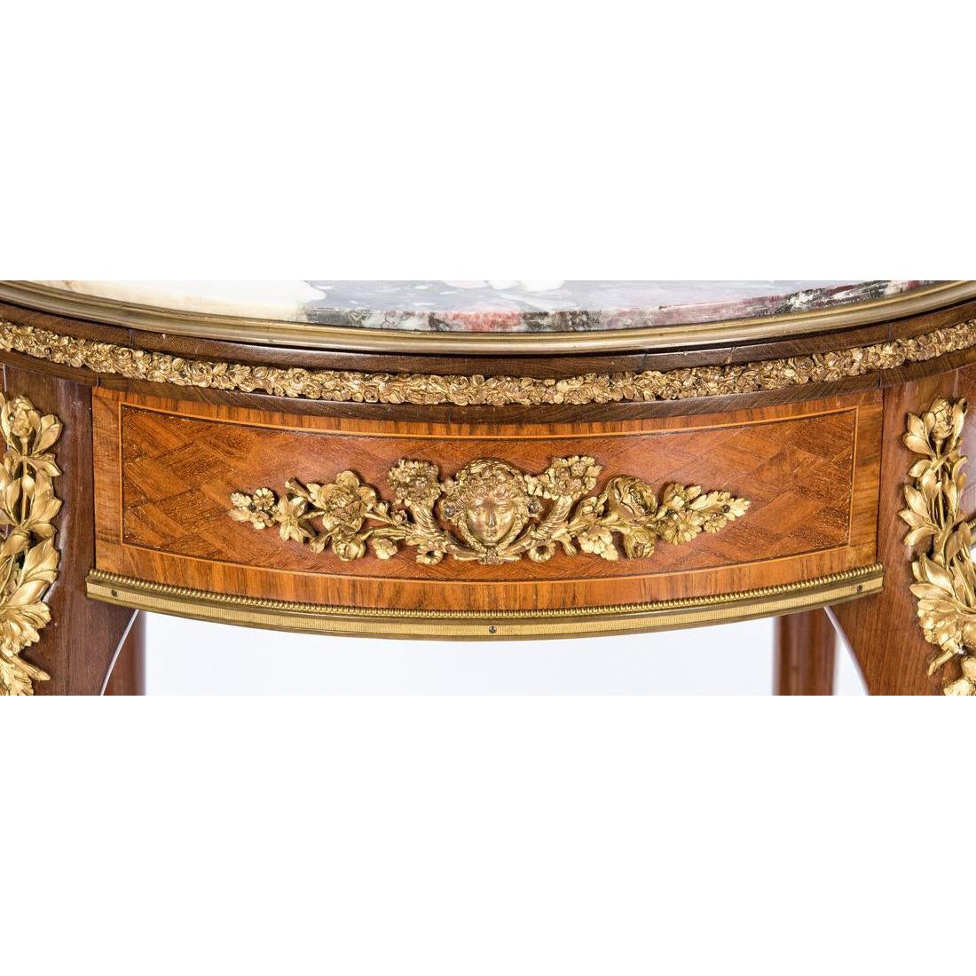 Gilt Pair of 19th Century Louis XV Style Gueridon Tables Attributed to François Linke