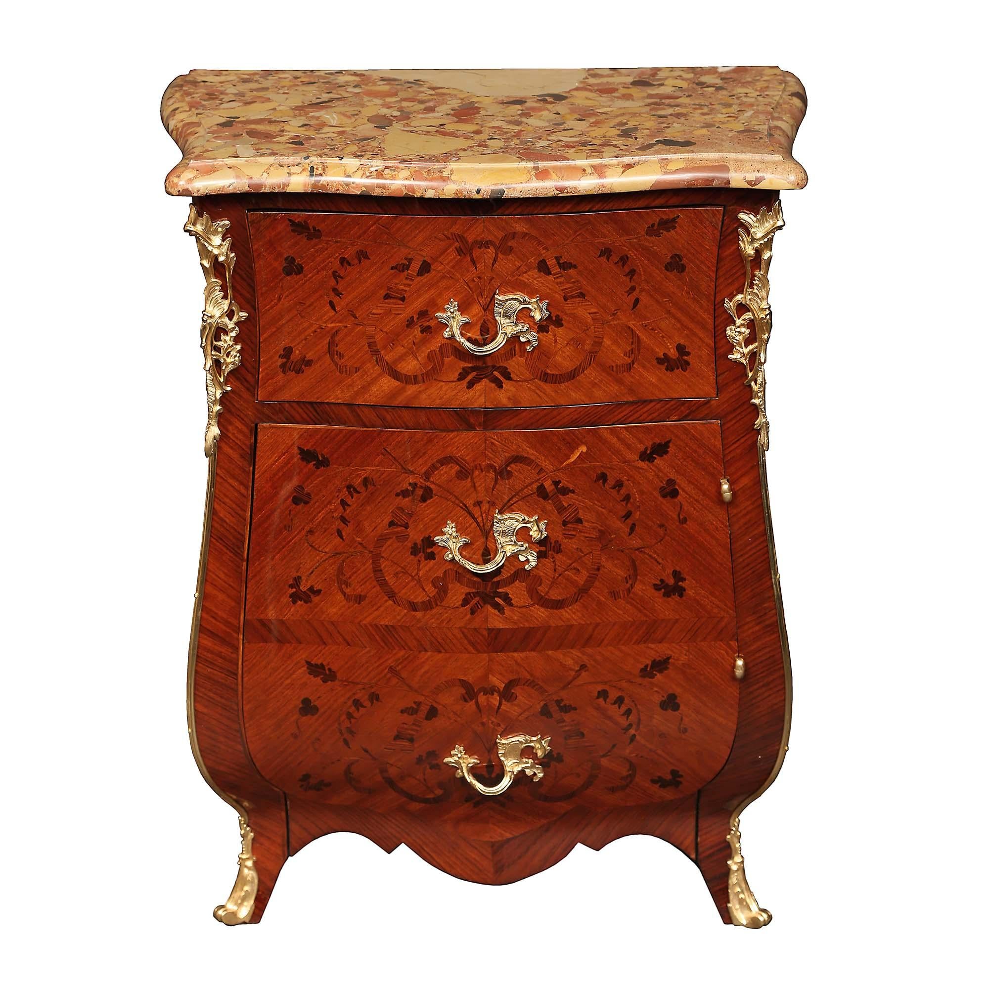 Pair of French 19th Century Louis XV Style Kingwood and Tulipwood Chests In Good Condition For Sale In West Palm Beach, FL