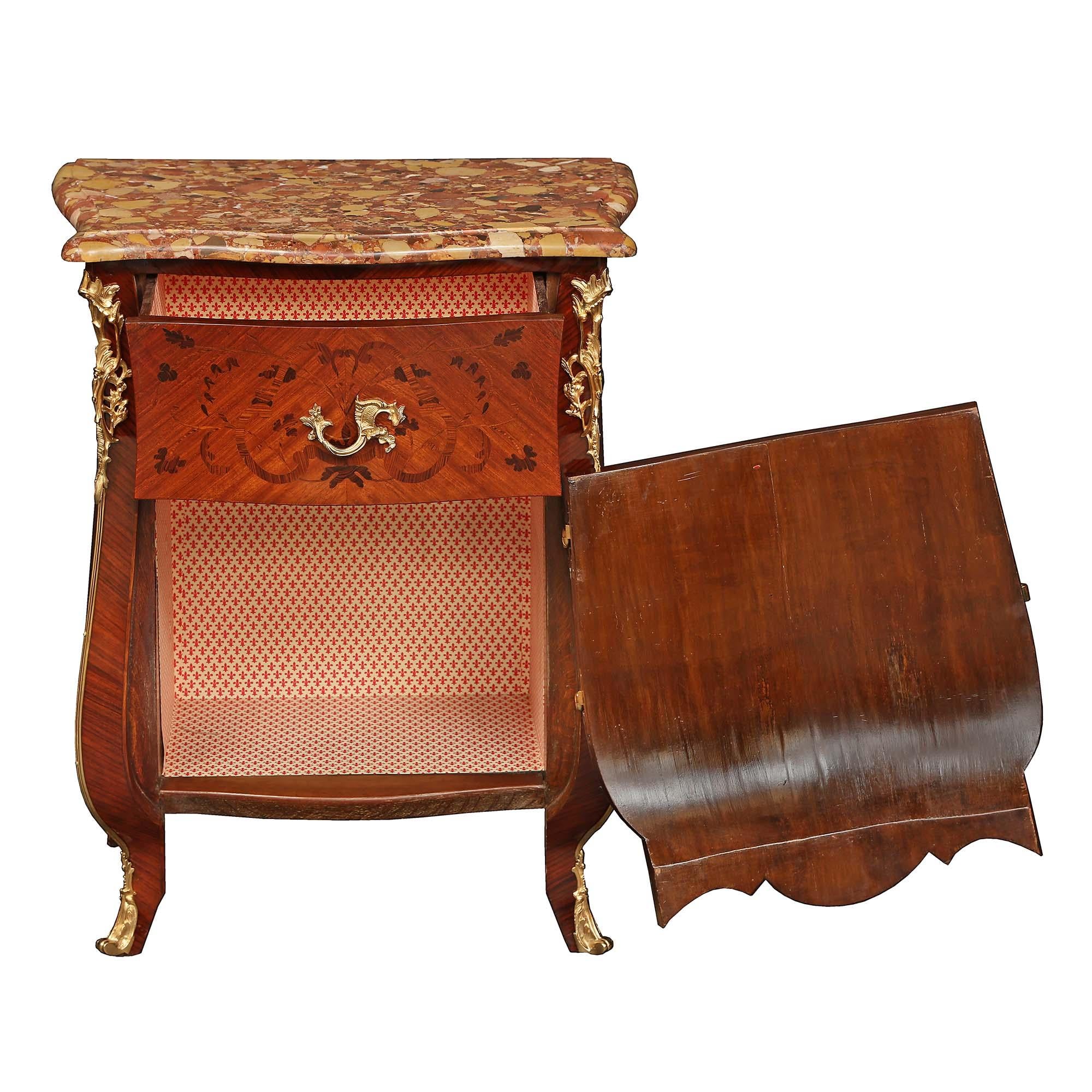 Pair of French 19th Century Louis XV Style Kingwood and Tulipwood Chests For Sale 1