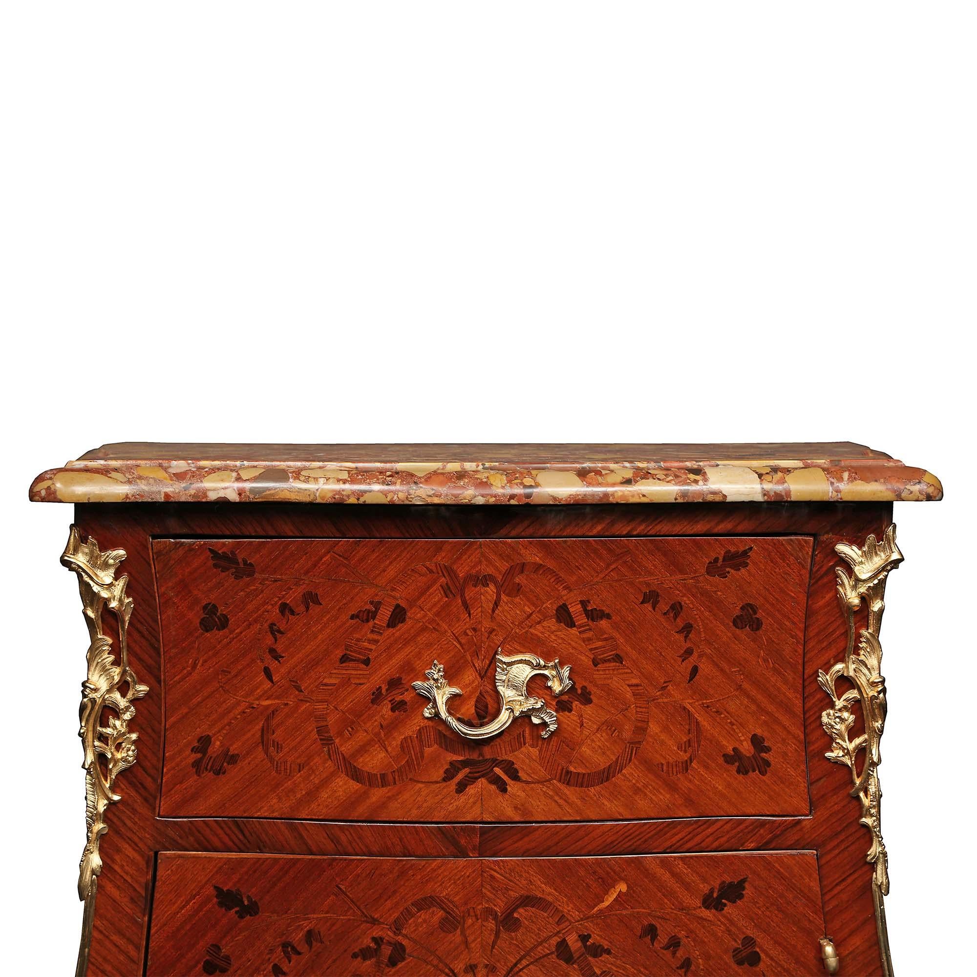 Pair of French 19th Century Louis XV Style Kingwood and Tulipwood Chests For Sale 2