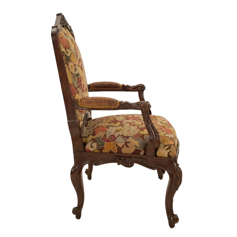 Pair of French 19th Century Louis XV Walnut and Tapestry À Chasis ...