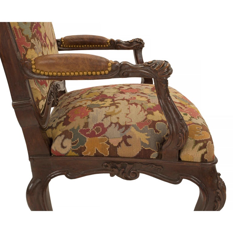 Pair of French 19th Century Louis XV Walnut and Tapestry À Chasis ...