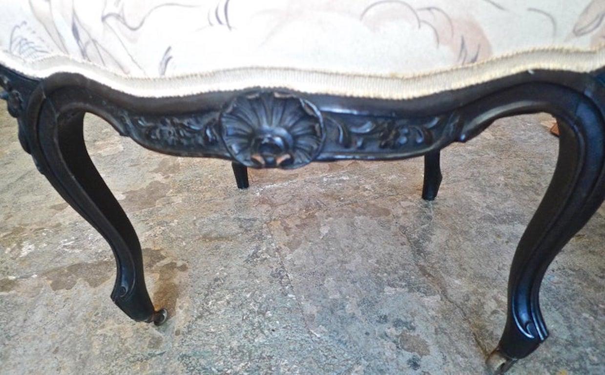 Pair of French 19th Century Louis XVI Black Rosewood Vanity Chairs. For Sale 11